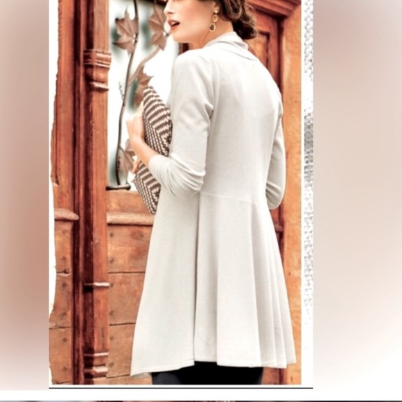 Peruvian Connection,Open Front Peplum Back, Pima/Silk Cardi, Sz. XS preppy flowy - Picture 8 of 10